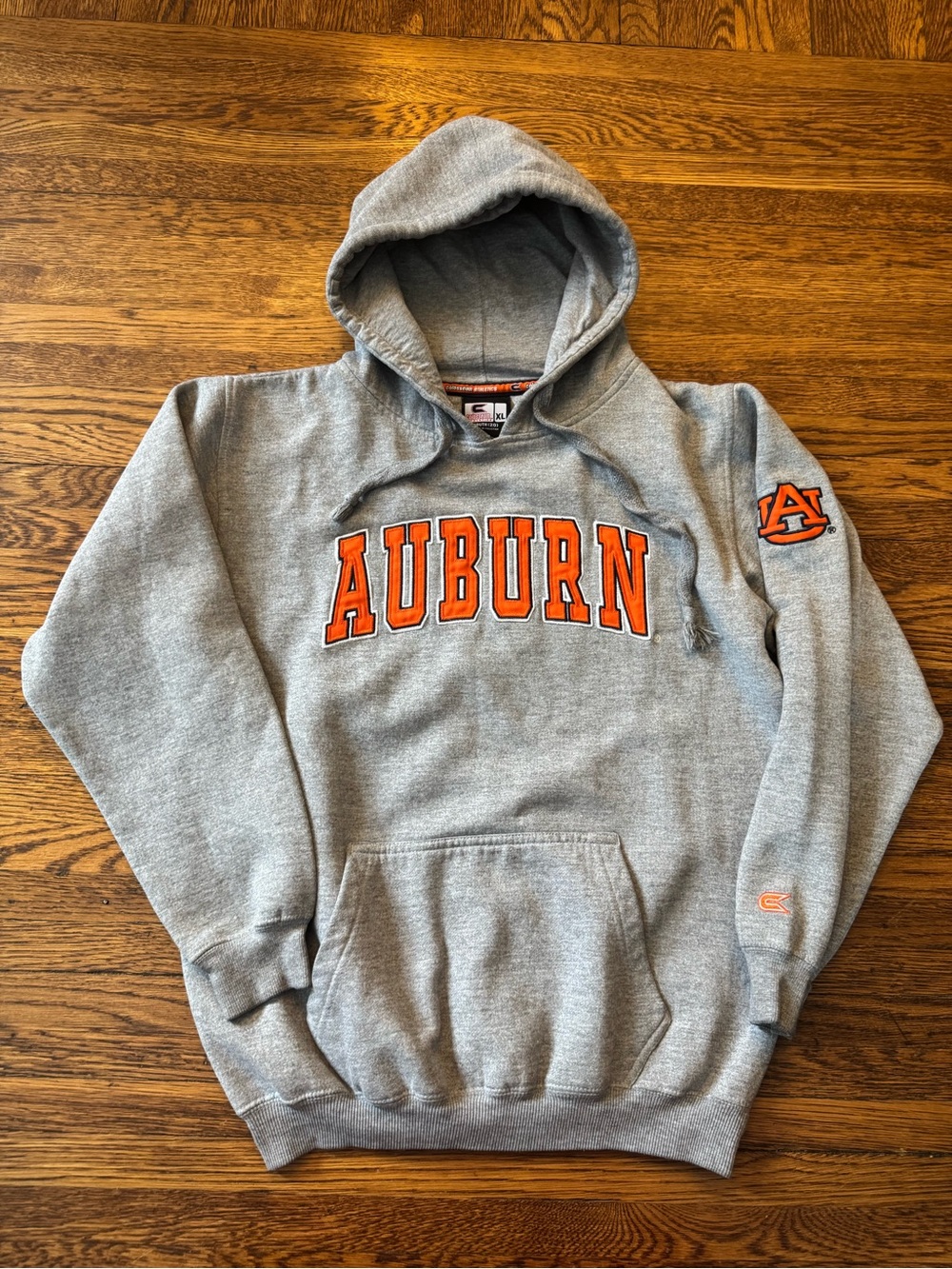 Auburn  (Colosseum) vintage Gray Hooded Sweatshirt with Orange Lettering